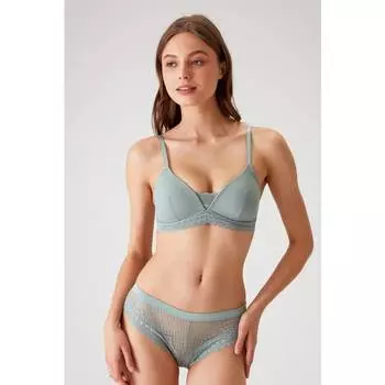 Комплект кружевного бюстгальтера без бретелей Pierre Cardin мятно-зеленый