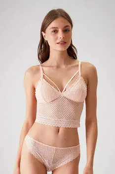 Комплект кружевного бюстгальтера в полоску Pierre Cardin Salmon