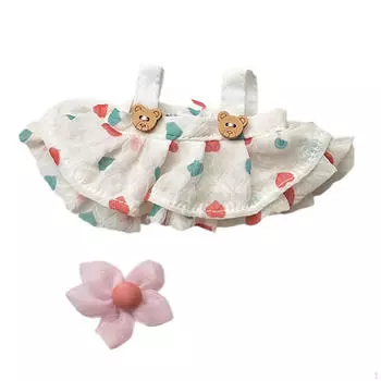 Комплект кукольной одежды для мини-кукол с цветочным головным убором white skirt