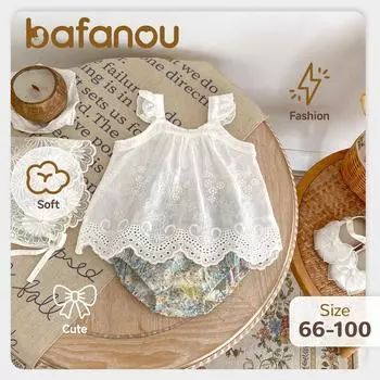 Комплект летней одежды для малышей, топ с рукавами-крылышками для девочек, шаровары с принтом, комплекты одежды из хлопка для маленьких девочек 73cm(6-12M)