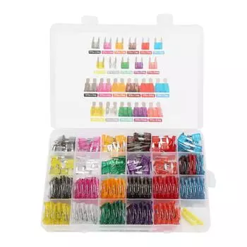 Комплект лезвий 254 шт., маленький, средний размер, 2A-40A, ассортимент для автомобильной аудиосистемы, фары, задние фонари