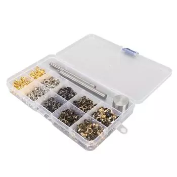 Комплект люверсов 4 мм, 4 цвета, 280 комплектов люверсов с 3 предметами, набор инструментов для установки люверсов