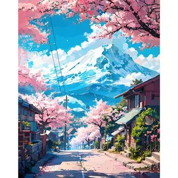 Комплект Malen-nach-Zahlen-Set auf Leinwand DIY-lkunst Kirschblten Bild Dekor 40 x 50 c