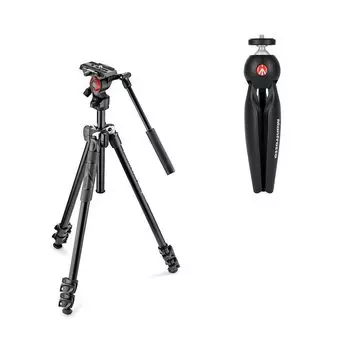 Комплект Manfrotto 290 Light Tripod Kit с видеоголовкой и мини-камерой PIXI для компактной системы, черный MK290LTA3-V+MTPIXIMII-B Штатив, DSLR, Камера,