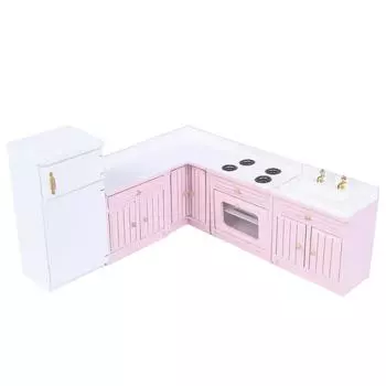 Комплект мебели для кухни кукольного домика 1:12 Кукольная мебель Деревянный кухонный шкаф