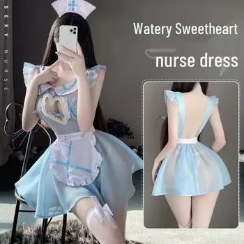 Комплект медсестры Man Yan с вырезом в форме сердца и прозрачной пышной юбкой One Size