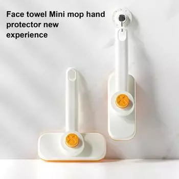 Комплект мини-швабры Yousheng для сухой и влажной уборки пола, вращающаяся на 180 градусов ручка, автоматическая смена бумаги, твердая структура, моющее полотенце для лица, швабра серый