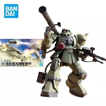 Комплект модели Bandai Gundam, аниме-фигурка HGUC 1/144 MS-06 ZAKU, коллекционные фигурки, набор наземных войн, игрушки