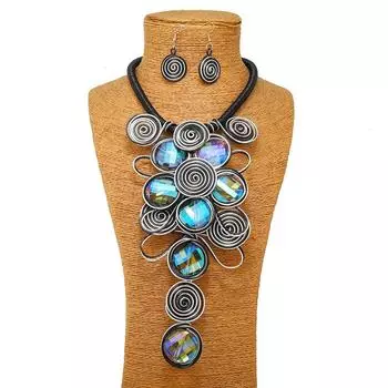 Комплект модных украшений, персонализированные серьги-колье из алюминиевой проволоки со стразами и спиралью красный