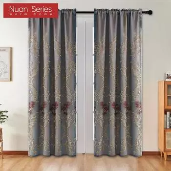 Комплект модных высококачественных экзотических роскошных двухслойных вышитых штор для гостиной, декоративная панель для окон, серия Nuan W100cm x L200cm