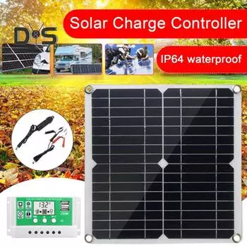 Комплект монокристаллической солнечной панели 20 Вт с контроллером IP64, водонепроницаемые аксессуары для контроллера заряда солнечной энергии с высокой скоростью преобразования 12v