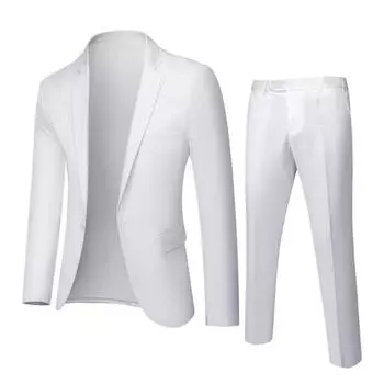 Комплект мужского костюма из 2 предметов: пиджак с лацканами, с длинными рукавами, 3D-крой, пальто, брюки средней посадки однотонного цвета, комплект для свадьбы, вечеринки, деловой костюм L
