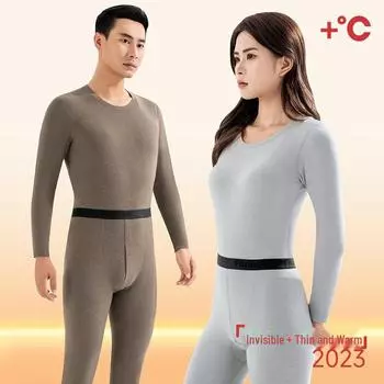 Комплект мужского термобелья: Кашемир, антибактериальный, бесследный шелк тутового шелкопряда, утепленный для осени/зимы. XL