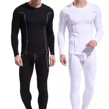 Комплект мужского термобелья Keep Warm с длинным рукавом и полосатым узором и облегающими штанами S фиолетовый