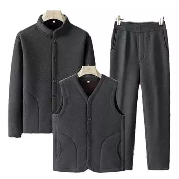 Комплект мужской осенней спортивной куртки с толстым флисом, теплый и повседневный мужской комплект из трех предметов XXXXXL