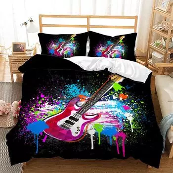 Комплект Музыка Гитара Крутая 3D Цифровая Печать Набор из Трех Предметов Четырех Предметов 135 * 200 (two-piece set) 90g