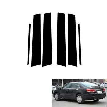 Комплект накладок на стойки окон дверей, глянцевый черный, 6 шт. для Toyota Camry 2006-2011