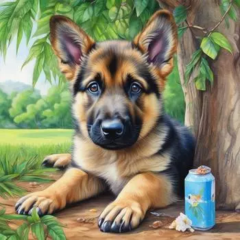 Комплект наклеек из ткани ko-Baumwolle 11 CT, набор Kreuzstich-Set «Hund» Арт.- 2