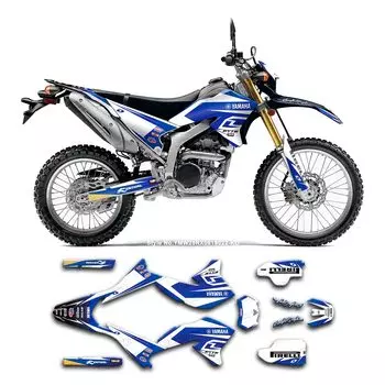 Комплект наклеек KUNGFU GRAPHICS YAMAHA 2008 2009 2010 2011 2012 2013 2014 2015 2016 2017 2018 2019 2020 WR250R Номер дизайна (синий) Эксклюзив,