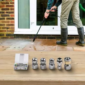 Комплект насадок для прочистки канализации профессионального уровня легко устраняет засоры в канализации