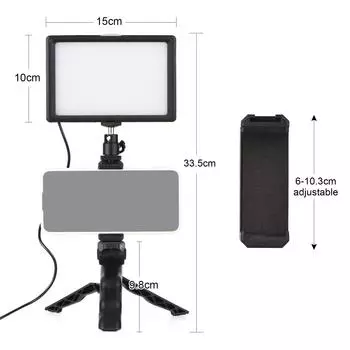 Комплект настольного освещения Andoer, профессиональная светодиодная лампа для видео + регулируемый штатив, 120 шт., световые бусины чёрный
