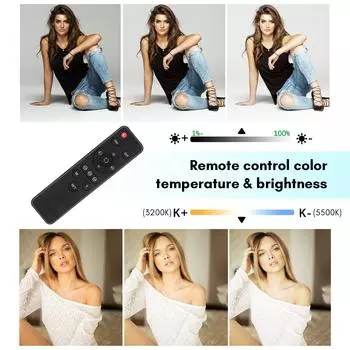 Комплект настольного светодиодного освещения для фотосъемки с лампочкой мощностью 150 Вт с регулируемой яркостью 3200–5500 К + патрон для лампы E27 + US Plug