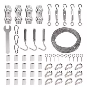 Комплект натяжителя для троса из нержавеющей стали, длина троса 100 футов, комплект натяжителей для троса из нержавеющей стали, 2 мм