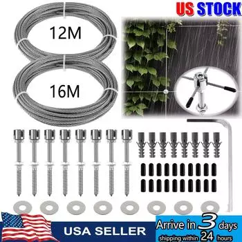 Комплект натяжителя проволоки 12/16 м нержавеющий стальной трос проволочный трос шпалера для вьющихся растений на открытом воздухе для кабелей проволока, шпалерная проволока