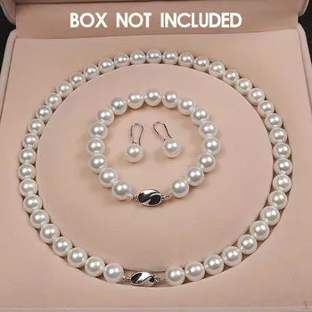 Комплект натуральных украшений, изысканное ожерелье из жемчуга-ракушки, 1 пара серег, женские серьги на годовщину свадьбы