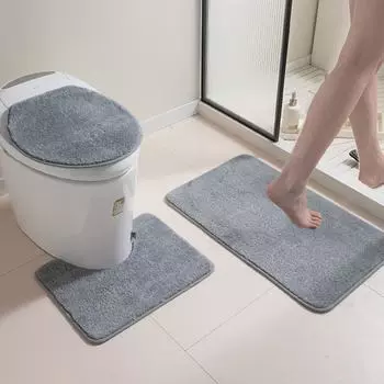 Комплект нескользящих ковриков для ванной комнаты с впитывающим ковриком для двери - 3 шт. 40*45cm Toilet Seat коричневый