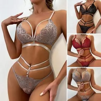 Комплект нижнего белья из 2 предметов: бюстгальтер, трусики, прозрачное кружево, вышивка, ажурные бретельки, однотонный, тонкий, с высокой талией, для первой брачной ночи, дня святого Валентина S