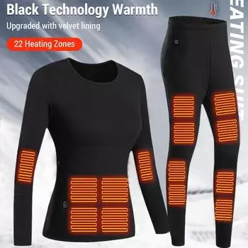 Комплект нижнего белья с электрическим подогревом для женщин, 22 зоны, костюм для тела с подогревом лыж M