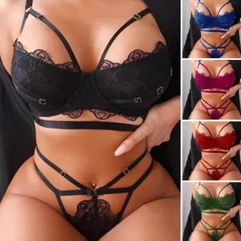 Комплект нижнего белья с бюстгальтером и трусиками из 2 шт./компл., однотонный кружевной однотонный комплект с регулируемым ремешком, тонкий мягкий дышащий комплект нижнего белья с высокой талией для свадебной ночи, медового месяца XL зелёный