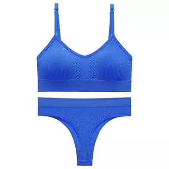 Комплект нижнего белья женский тонкий срез большой размер без стального кольца сексуальный бретелька через шею красота нижнее белье регулируемый маленькая грудь собранный французский бюстгальтер комплект M(45-62KG)