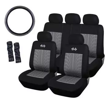 Комплект обложки для автомобильного сиденья (Полный комплект автокресла + чехол на руль) Универсальный защитный чехол для автомобильного сиденья