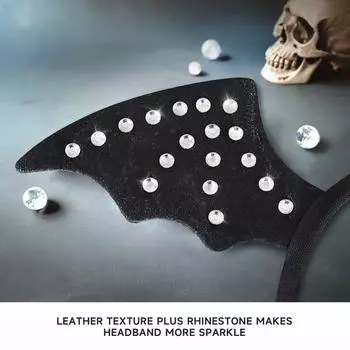 Комплект ободков для Хэллоуина с крыльями летучей мыши, черные реквизиты для вечеринок, головной убор со стразами, аксессуары для костюмов для косплея на Хэллоуин