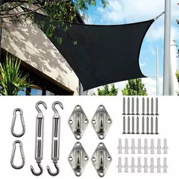 Комплект оборудования для теневого паруса Сверхмощные талрепы Защитные приспособления для глаз Карабины Крючки Винты Расширительные детали Патио Сад Солнцезащитный козырек Установка навеса для паруса A