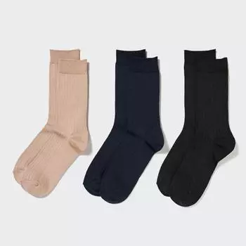 Комплект обычных носков UNIQLO JAPAN в широкую рубчик, 3 пары
