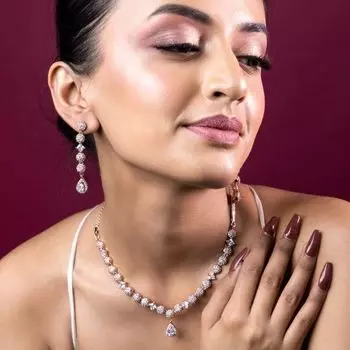 Комплект очаровательного женского ожерелья Estele с покрытием из розового золота и CZ