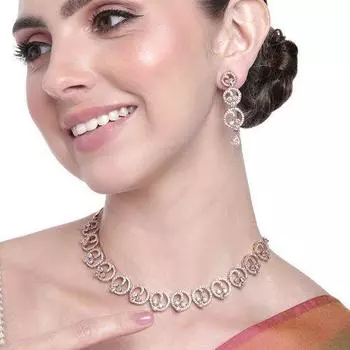 Комплект очаровательного женского ожерелья Estele с покрытием из розового золота и CZ