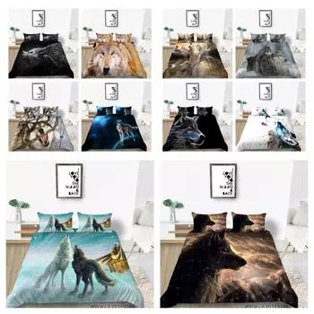 Комплект одеял с подушкой для постельного белья, уникальный дизайн, домашний текстиль, принт с волком, элитный мальчик для мужчин UK Single 135x200cm