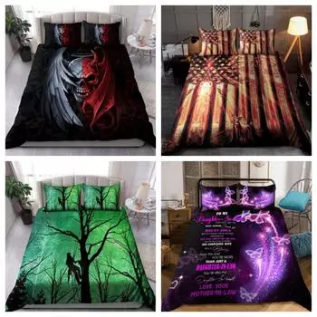 Комплект одеял Tmarc Tee Dark Cat and Skull Постельное белье Чехол Наволочка Single 135x200cm