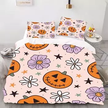 Комплект одеяла с цифровой печатью в стиле Хэллоуин - Полиэстер - Декор для спальни - 1 покрывало + 2 наволочки (нет подушки) 173x229cm