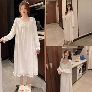 Комплект одежды для беременных женщин Sea Island Velvet Двусторонняя тонкая бархатная пижама Осень-зима Милая и милая домашняя одежда в стиле ретро One size белый