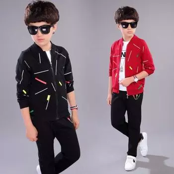 Комплект одежды для больших мальчиков, осенне-зимний хлопковый спортивный костюм из 2 предметов с героями мультфильмов для маленьких мальчиков, детский повседневный костюм, комплект детской одежды 160cm чёрный