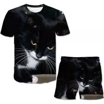 Комплект одежды для детей от 1 до 14 лет для мальчиков и девочек, модные топы с короткими рукавами, футболки и короткие штаны, детские летние костюмы, наряды