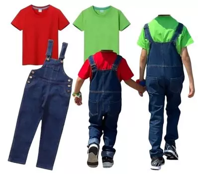 Комплект одежды для косплея братьев Марио и Луиджи, комбинезон с коротким рукавом, милый персонаж, Хэллоуин, легкий комплект из 2 предметов, весна-лето [Sai Aya] для детей