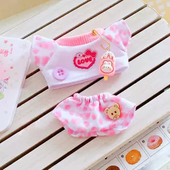 Комплект одежды для куклы 15 см с футболкой и шортами для творческой игры розовый