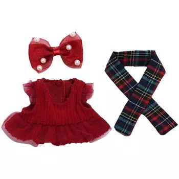 Комплект одежды для кукол 17 см, аксессуары для кукол, топ с сердечками, шарф, шапка, без кукол One Size красный