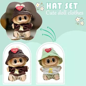 Комплект одежды для кукол 17 см, аксессуары для кукол, топ с сердечками, шарф, шапка, без кукол One Size